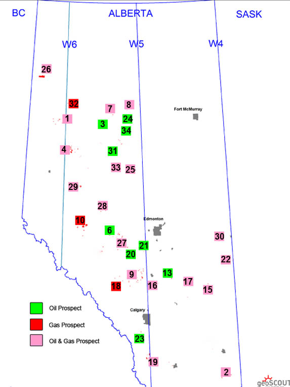 1.	Cardium Horizontal play.Bypassed oil pay in the Rock Creek. Large land position. 
